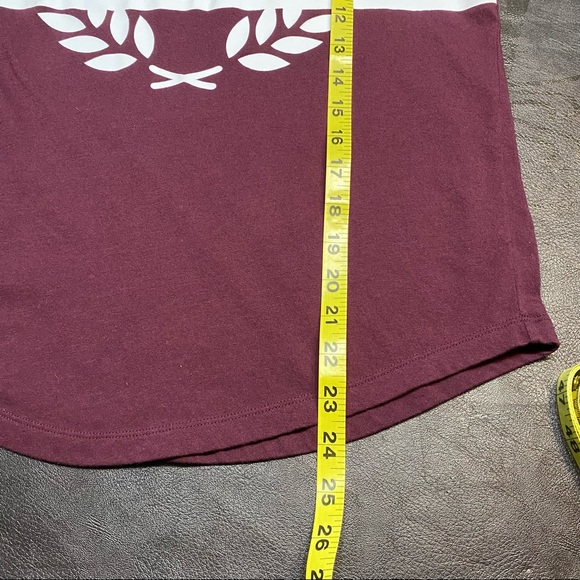 PINK Victoria’s Secret Maroon w/ White Logo Short Cuffed Sleeve Shirt Size S - Picture 7 of 8